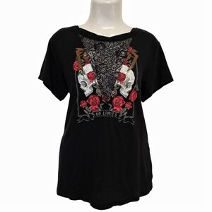 Express One Eleven - Roses & Skull Lace CutOut Tee